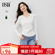 歐莎（OSA）【簡(jiǎn)約小白T】v領(lǐng)短袖t恤女2025年秋新款大碼巨顯瘦上衣正肩薄款 白色A L