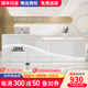 京創(chuàng  )逸家實(shí)木烤漆公司前臺接待臺吧臺小型商用店鋪柜臺桌迎賓臺 全白色+藍色氛圍燈-右高實(shí)木烤漆 280x60x100cm