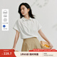 茵曼（INMAN）【亞麻】法式簡(jiǎn)約襯衫2025夏季女裝新款通勤百搭寬松顯瘦短袖上衣 珍珠白 M