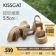 KISSCAT接吻貓【錢(qián)幣】厚底沙灘涼拖25夏新增高魔術(shù)貼運(yùn)動(dòng)涼鞋女 棕色 -羊反絨 36