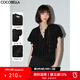 COCOBELLA靜奢風(fēng)提花織金波點人絲襯衫女飄帶領(lǐng)襯衣SR3027-2 黑金波點 M