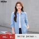 MsShe【小香風(fēng)亮絲粗花呢】大碼女裝2025秋裝胖mm外套 A款-冰河藍色現貨（偏小半個(gè)碼）, 2XL