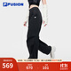 FILA FUSION斐樂(lè )潮牌梭織長(cháng)褲女秋季新款時(shí)尚休閑寬松工裝褲 正黑色-BK M