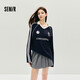 森馬（Semir）長袖T恤男秋撞色印花25復(fù)古運(yùn)動球衣風(fēng)上衣插肩袖潮10A525101102