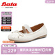 Bata芭蕾舞鞋2024秋通勤羊皮單鞋AXF47CQ4 米白 38