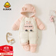 G.DUCKKIDS小黃鴨男女寶寶冬季羽絨服新生嬰幼兒加厚保暖包腳連體衣外出衣服 粉色可愛(ài)小熊 80 大碼(建議9-15個(gè)月)
