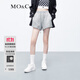 MO&Co.衛(wèi)褲春美式運(yùn)動(dòng)風(fēng)抽繩松緊高腰MC刺繡棉質(zhì)短褲休閑褲摩安珂 中花灰色 S 160
