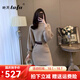她芙（tafu）品牌女裝針織連衣裙套裝女2025春秋新款小個子氣質(zhì)感減齡包臀短裙 卡其色 M 96-105斤