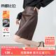 尚都比拉加絨半身裙女秋冬皮裙氣質(zhì)通勤顯腿長(cháng)短裙小個(gè)子包臀裙 咖色 XL 