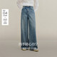茵曼100棉休閑直筒牛仔褲2025秋季女裝新款寬松長(cháng)褲 牛仔藍 26