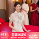 泰勒馬丁紅色新中式旗袍訂婚禮服女2025新款婚紗新娘主紗高檔秀禾服敬酒服 金縷鵲影 S
