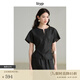 旅途原品（ltyp）襯衫女香云紗桑蠶絲襯衣100%蠶絲黑標(biāo)系列 小衫/氣球群秋 小衫-檀木黑-香云紗 M