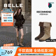 百麗（Belle）吳千語同款荒野來信西部靴女25新商場款絨面堆堆長靴3QFC3DG5預售 淺啡【吳千語同款】 38
