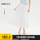 三福長(cháng)裙2025夏季蕾絲花邊下擺松緊腰半身裙女裝499882 米白色 S