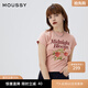 moussy 【熱銷(xiāo)爆款】甜美字母花卉印花修身短袖T恤028ISQ90-4211 091淺粉色 均碼