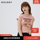moussy 【熱銷(xiāo)爆款】甜美字母花卉印花修身短袖T恤028ISQ90-4211 091淺粉色 均碼