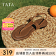 他她（TATA）平底人字拖鞋女鞋復(fù)古外穿夾腳涼鞋2025夏季新款 啡色（涼鞋款）-7H201 35