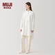 無(wú)印良品（MUJI） Labo 女式 桑蠶絲混束腰長(cháng)上衣女士襯衫秋冬季 AF023C4A 白色 L(165/88A)