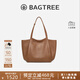 BAGTREE李思思同款包包樹(shù)晚楓包輕奢植鞣皮大容量托特包通勤單肩電腦女包 烤棕色-大號 可裝15.6寸電腦 高級小眾