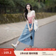 茵曼丁達爾漸變色圓領(lǐng)針織衫短袖T恤女裝2025年夏季新款上衣 粉白條 L