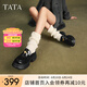 他她（TATA）邢菲同款偵探家英倫厚底樂福鞋女鞋小皮鞋單鞋秋7OL29CA4 7OL29CA4黑色（一腳蹬款） 36