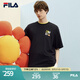 FILA X TIM LAHAN斐樂情侶短袖T恤男女夏季新款半袖寬松運(yùn)動上衣 正黑色-BK M 170/92A/M