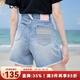 百圖betu女裝2025夏季新款牛仔褲撞色皮袢褲腳毛邊設計短褲女2506T35 牛仔色 M