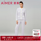愛慕睡衣套裝女加厚保暖仿貂絨柔軟圓領開衫家居服套裝AM469071 暮云紫L90 M (160)