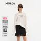 MO&Co.棉麻T(mén)恤春含亞麻水墨印花繡花MBE1TEE008淡人穿搭 本白色 M 165