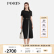 PORTS寶姿女裝2025春夏新款簡(jiǎn)約時(shí)尚撞色褶裥拼接短袖連衣裙ALQ8D045UWQ050 黑色 XL （10）