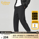 卡賓男裝 銀狐絨休閑褲2024秋冬新款寬松長(cháng)褲刺繡保暖錐形褲Y 黑色-銀狐絨 2XL /180/52