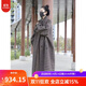 知筆墨新款復古千鳥(niǎo)格羊毛呢大衣女 高端寬松過(guò)膝外套女 千鳥(niǎo)格 均碼