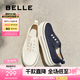 百麗（Belle）航海家百搭帆布鞋女2025秋新厚底便捷無(wú)系帶休閑鞋B2699CM5預(yù)售 藏藍(lán)色 36 (230mm)