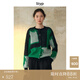 旅途原品（ltyp）羊毛馬海毛幾何撞色提花毛衣/開(kāi)衫寬松針織衫女秋季 毛織開(kāi)衫-幻彩綠 M
