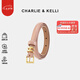 CHARLIE&KELLI CK品牌輕奢真皮針扣皮帶時尚百搭裝飾連衣裙牛仔褲腰帶七夕禮物 粉色【京倉配送】 100cm 【配精美禮盒】
