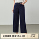 纖莉秀【時(shí)髦深藍色松緊后腰直筒顯瘦褲子】大碼女裝胖mm夏裝新款1169 深藍色 2XL