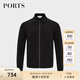 PORTS寶姿男裝春夏棉質(zhì)彈性全開襟拉鏈長袖修身毛衣MN8K007GXD002 BLACK M