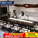 夢(mèng)尹（MENGYIN）黑金檀實(shí)木大板茶桌椅組合新中式巴花茶臺老板辦公桌簡(jiǎn)約大班臺 1.8米桌+主椅+4客椅+茶水柜