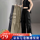 蘿美醬工裝褲女春秋戶(hù)外美式?jīng)_鋒小個(gè)子寬松闊腿登山褲子速干運動(dòng)褲速腳 黑色常規長(cháng)度【春秋款】 M 【建議101-115斤】