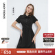 朗姿法式輕禮服通勤小黑裙夏新品短袖黑色中長款襯衫連衣裙女裙子 黑色 M 160/80A