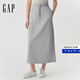 Gap【成毅代言】女裝2025印花logo長款衛(wèi)裙寬松休閑半身裙759377 淺灰色 M (165/66A)亞洲尺碼