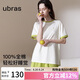 ubras水果系列套頭短袖短褲家居服套裝情侶女士睡衣女款-奶糖白 L