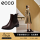 愛步（ECCO）靴子女 時(shí)尚潮流百搭冬季切爾西女靴牛皮粗跟短靴女 型塑266503 棕色26650301014 37
