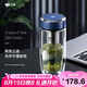 萬(wàn)象（WANXIANG）雙層玻璃杯弧形款帶濾網(wǎng)商務(wù)水杯V269灰藍色加厚耐熱泡茶杯