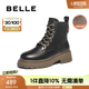 百麗（Belle）百搭馬丁靴女商場款真皮休閑舒適短靴3NZ40DD4 黑色-絨里 37 (235mm)
