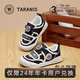 泰蘭尼斯童鞋秋季新款兒童帆布鞋透氣男女童板鞋防滑軟底休閑鞋 黑/白 春季棉布 27 內長(cháng)17.5/適合腳長(cháng)16.5