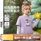 ASK JUNIOR假兩件兒童衛衣春季女童條紋套頭衫小童吸濕透氣運動(dòng)服紫色  130