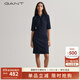 GANT/甘特中長(cháng)裙多巴胺秋冬新款女士時(shí)尚五分袖Polo領(lǐng)隱藏扣連衣裙 433夜藍色 M