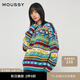 moussy【新復古回潮】 復古菱形圖案圣誕氛圍厚款毛衣028FAZ70-5100 115花紋藍色 均碼