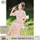 她池V領(lǐng)連衣裙2025夏裝新款女裝時(shí)尚優(yōu)雅高腰修身刺繡中長(zhǎng)裙